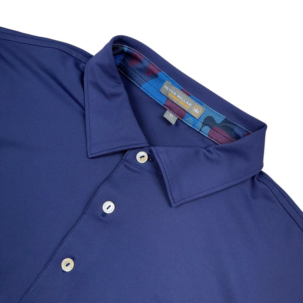 Peter Millar Summer Comfort Blue Polo Shirt Mens XL Golf